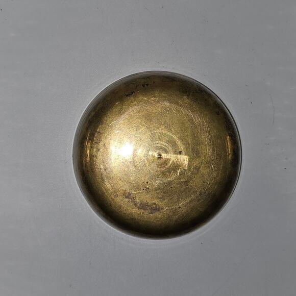 Vintage Brass Trinket Box 4" Red Enamel Floral Inlay Round Jewelry Powder Case - Picture 8 of 8